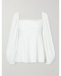 Carolina Herrera - Cotton-Blend Poplin Blouse - Lyst