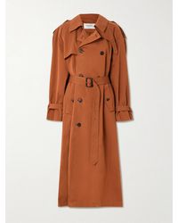 Saint Laurent - Double-Breasted Belted Cotton And Silk-Blend Trench Coat - Lyst