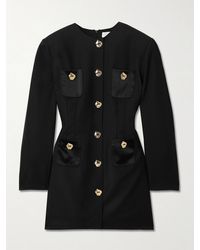 Violante Nessi - Baselitz Button-Embellished Satin-Trimmed Wool-Blend Mini Dress - Lyst