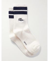FRAME - Chaussettes En Coton Mélangé Côtelé À Rayures Et À Broderies X Ritz Paris - Lyst