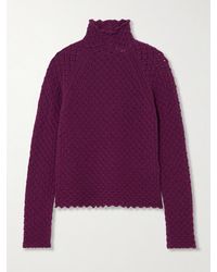 Chloé - Open-Knit Wool And Cashmere-Blend Turtleneck Sweater - Lyst