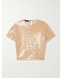 Mugler - Verkürztes Oberteil Aus Stretch-Tüll Mit Pailletten - Lyst