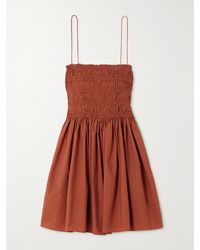 Matteau - Shirred Organic Cotton-Poplin Mini Dress - Lyst