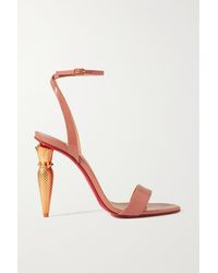 Christian Louboutin Double L 100 Patent Leather Sandals in Orange