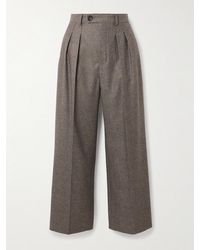 Loro Piana - Yurik Pleated Wool And Cashmere-Blend Flannel Straight-Leg Pants - Lyst
