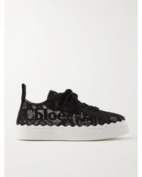 Chloé - Lauren Lace & Leather Sneaker - Lyst