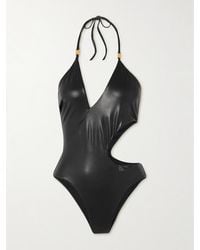Versace - Brinata Neckholder-Badeanzug Aus Stretch-Lamé Mit Cut-Out Und Verzierungen - Lyst