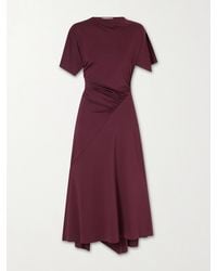 Victoria Beckham - Draped Satin-Jersey Midi Dress - Lyst