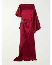 Erdem - Asymmetrische Robe Aus Satin Mit Falten Und Kristallen - Lyst