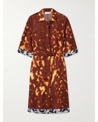 Dries Van Noten - Belted Printed Silk-Twill Mini Shirt Dress - Lyst