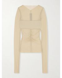 Rick Owens - Ruched Stretch-Mesh T-Shirt - Lyst