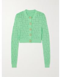Balmain - Cropped Pointelle-Knit Cardigan - Lyst