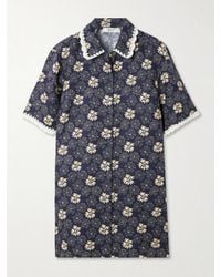 Sea - Gloria Embroidered Printed Linen Mini Dress - Lyst