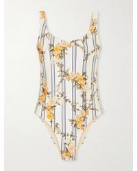 Agua Bendita - Gema Valle Bead-Embellished Printed Stretch Recycled Swimsuit - Lyst