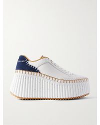 Chloé - Nama Sneakers Aus Leder Mit Velourslederbesätzen Und Plateau - Lyst