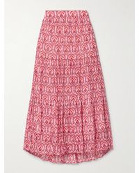 Cefinn - Sedra Tiered Metallic Floral-Print Fil Coupé Crepon Maxi Skirt - Lyst