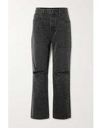 GRLFRND Amanda Distressed High-rise Straight-leg Jeans - Black