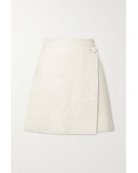 By Malene Birger Esmaa Asymmetric Leather Mini Wrap Skirt - White