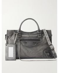 Balenciaga - Le City Medium Embellished Suede Shoulder Bag - Lyst