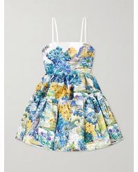 Mary Katrantzou - Margot Tiered Floral-Print Cotton-Faille Mini Dress - Lyst