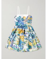 Mary Katrantzou - Margot Tiered Floral-Print Cotton-Faille Mini Dress - Lyst