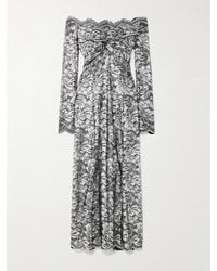 Rabanne - Asymmetrisches, Schulterfreies Midikleid Aus Metallic-Stretch-Spitze - Lyst