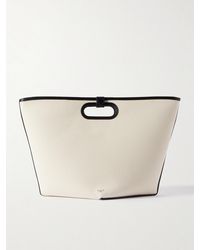 Alaïa - Folded Large Leather-Trimmed Canvas Tote Bag - Lyst
