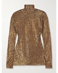 Norma Kamali - Sequined Stretch-Mesh Turtleneck Top - Lyst