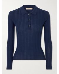 &Daughter - Ribbed Wool Polo Shirt - Lyst