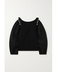 Mother Of Pearl + Net Sustain Faux Pearl-embellished Organic Cotton-blend Sweatshirt - Black