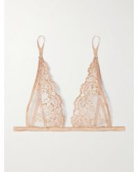 Kiki de Montparnasse - Juliette Satin-Trimmed Embroidered Tulle Soft-Cup Triangle Bra - Lyst