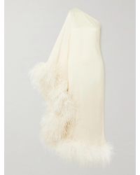 ‎Taller Marmo - Net Sustain Ubud One-Shoulder Feather-Trimmed Silk-Crepe Gown - Lyst