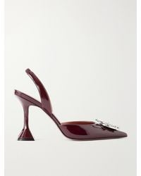 AMINA MUADDI - Begum 95 Crystal-Embellished Patent-Leather Slingback Pumps - Lyst