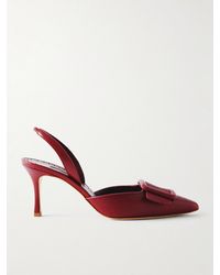 Manolo Blahnik - Mayslibi 70 Lizard-Effect Leather Slingback Pumps - Lyst