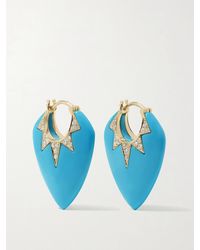 Sorellina - Classic Guitar Pick Ohrringe Aus 18 Karat Mit Türkisen Und Diamanten - Lyst