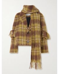Loewe - Jacke Aus Einer Karierten Mohair- Und Wollmischung Mit Schal - Lyst