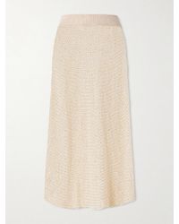 KHAITE - Inaya Crocheted Cotton And Silk-Blend Midi Skirt - Lyst