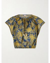 Eres - Crocodile Embellished Printed Cotton-Voile Blouse - Lyst