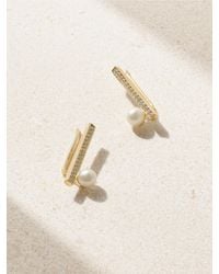 Mizuki - 14-Karat, Diamond And Pearl Earrings - Lyst