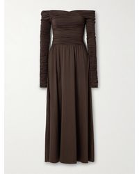 Altuzarra - Charlotte Off-The-Shoulder Ruched Stretch Recycled-Jersey Maxi Dress - Lyst
