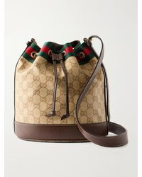 Gucci - Bucket Small Leather-Trimmed Coated Canvas-Jacquard Shoulder Bag - Lyst