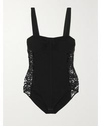 Gabriela Hearst - Glass Guipure Lace-Trimmed Wool And Silk-Blend Bodysuit - Lyst
