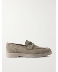 Brunello Cucinelli - Embellished Suede Loafers - Lyst