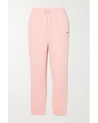 Lacoste Core Solid Appliquéd Cotton-blend Jersey Track Trousers - Pink