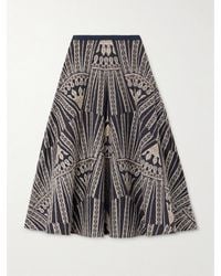 Emporio Sirenuse - Tasha 2 Calliope Paneled Embroidered Cotton-Blend Poplin Midi Skirt - Lyst
