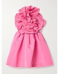 Carolina Herrera - Strapless Appliquéd Silk-Faille Mini Dress - Lyst