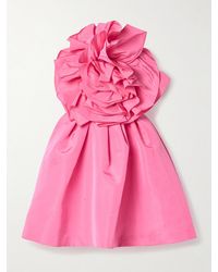Carolina Herrera - Strapless Appliquéd Silk-Faille Mini Dress - Lyst