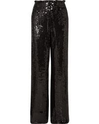 Alice + Olivia Elba Sequined Crepe Wide-leg Trousers - Black