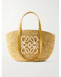 Loewe - Paula's Ibiza Eclipse Basket Medium Leather-Trimmed Raffia Tote - Lyst