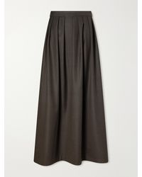 Giuliva Heritage - Pleated Prince Of Wales Checked Herringbone Wool Midi Skirt - Lyst